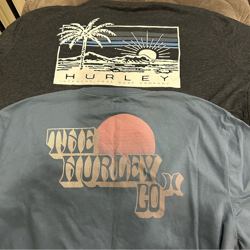 2 Hurley Men's short Sleeve Tees - Charcoal and Slate